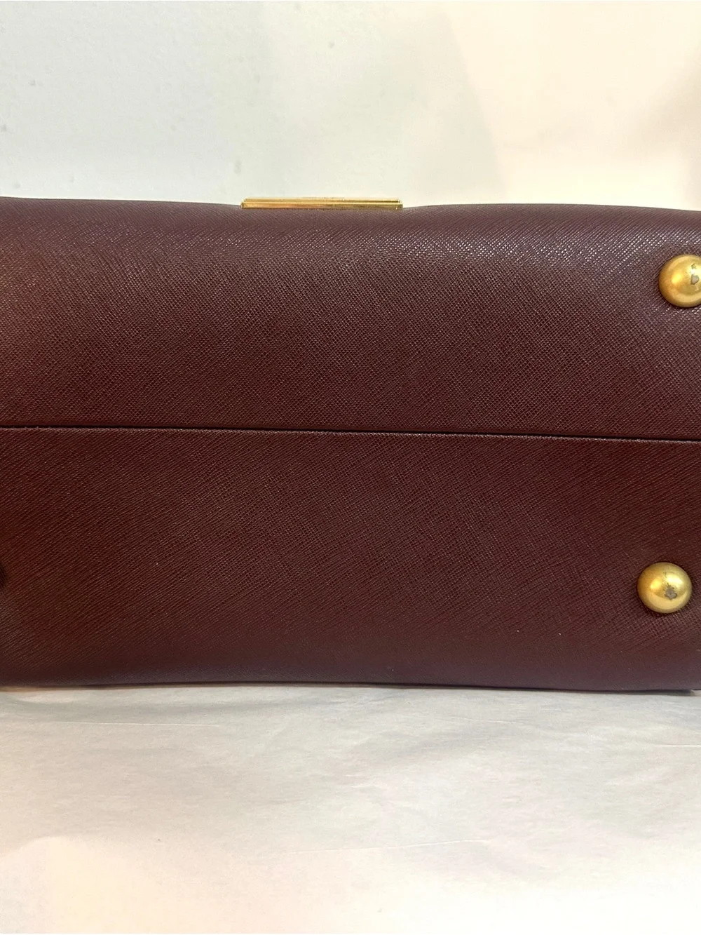 ZAC Zac Posen Two-Tone Burgundy Top-Handle Satchel with Gold Hardware